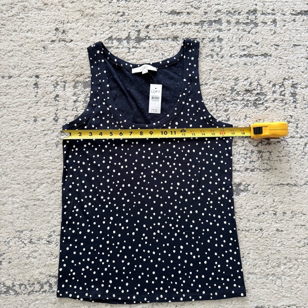 NWT-LOFT Woman’s Navy and White Polka Dot Tank Top 100% Cotton - Picture 4 of 8